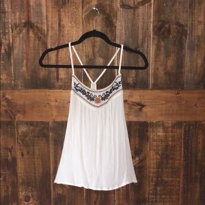 white floral tank top